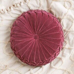 Urban Outfitters Round Pintuck Pillow Berry